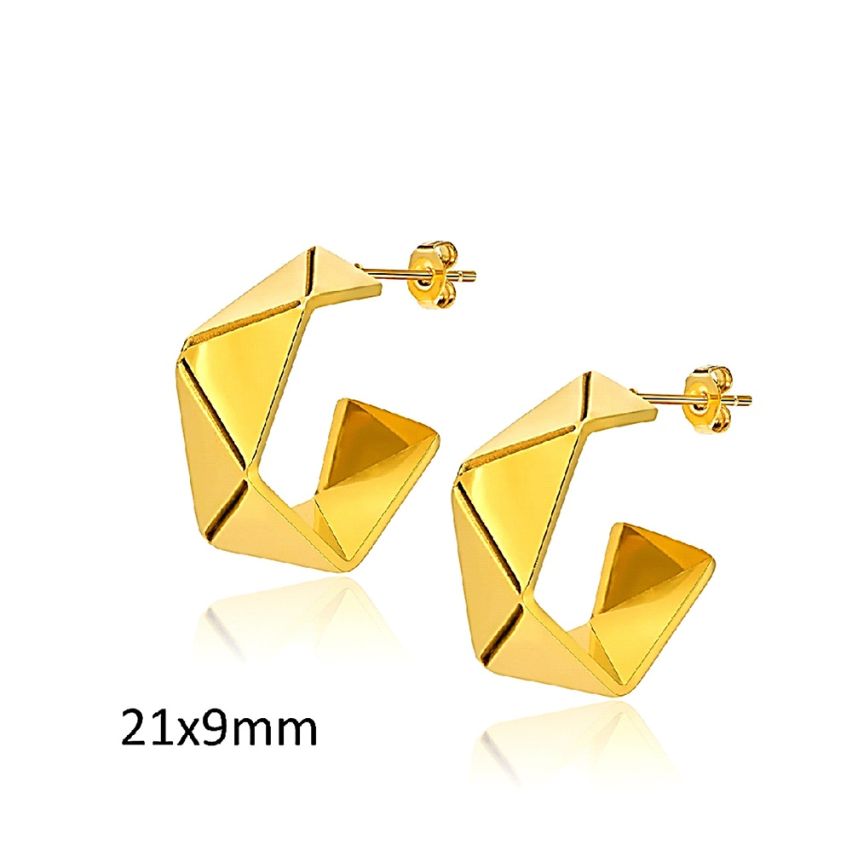 S.Steel Gold Plating Hoop Women-c