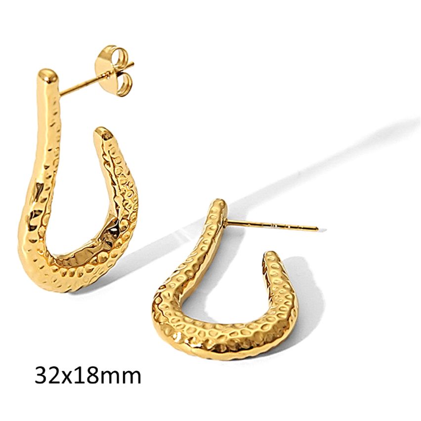 S.Steel Gold Plating Hoop Women-c 9.1g 32x18mm