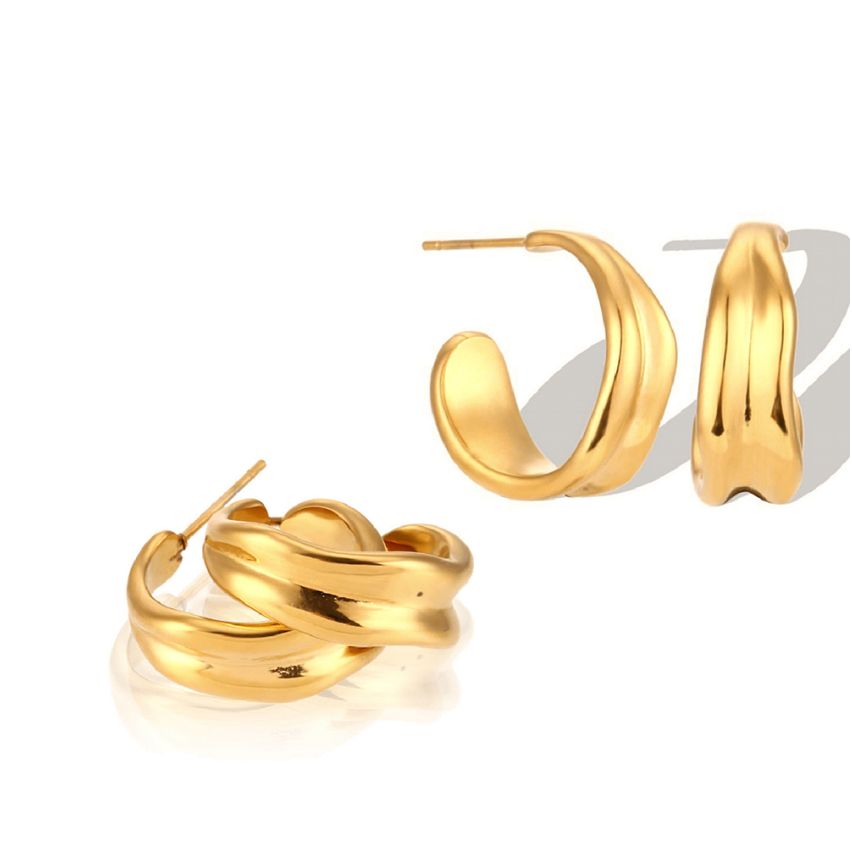 S.Steel Gold Plating Hoop Women-c 8.7g 20.6x8.6mm