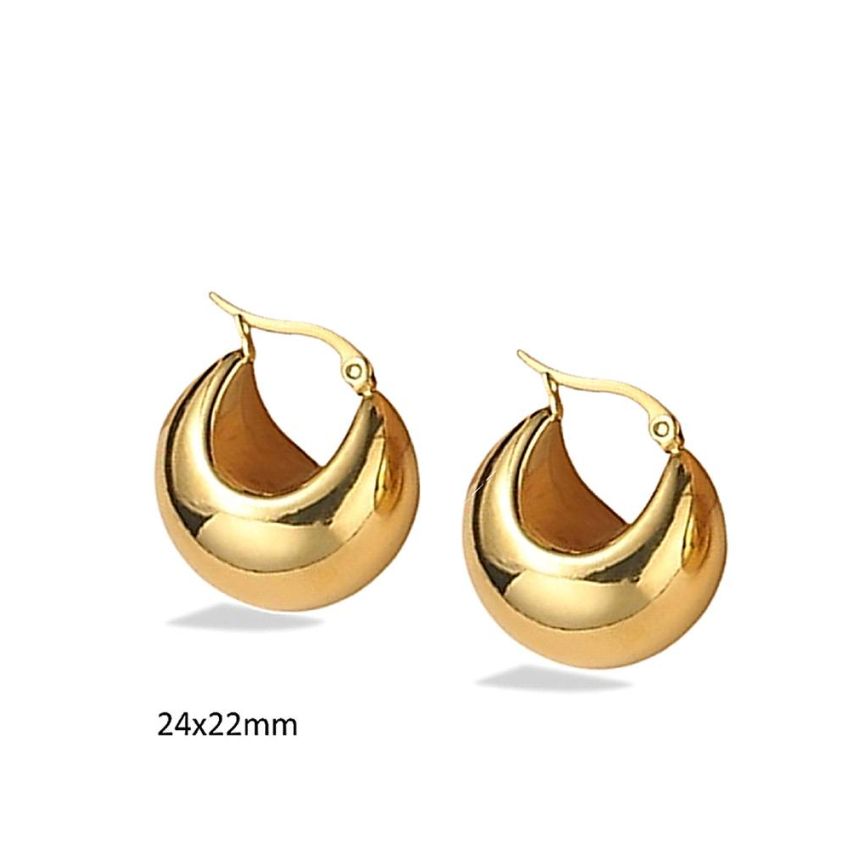 S.Steel Gold Plating Hoop Women-c 12g 24x22mm