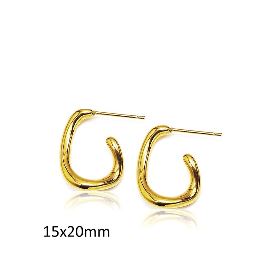 S.Steel Gold Plating Hoop Women-c 1.8g 20x15mm