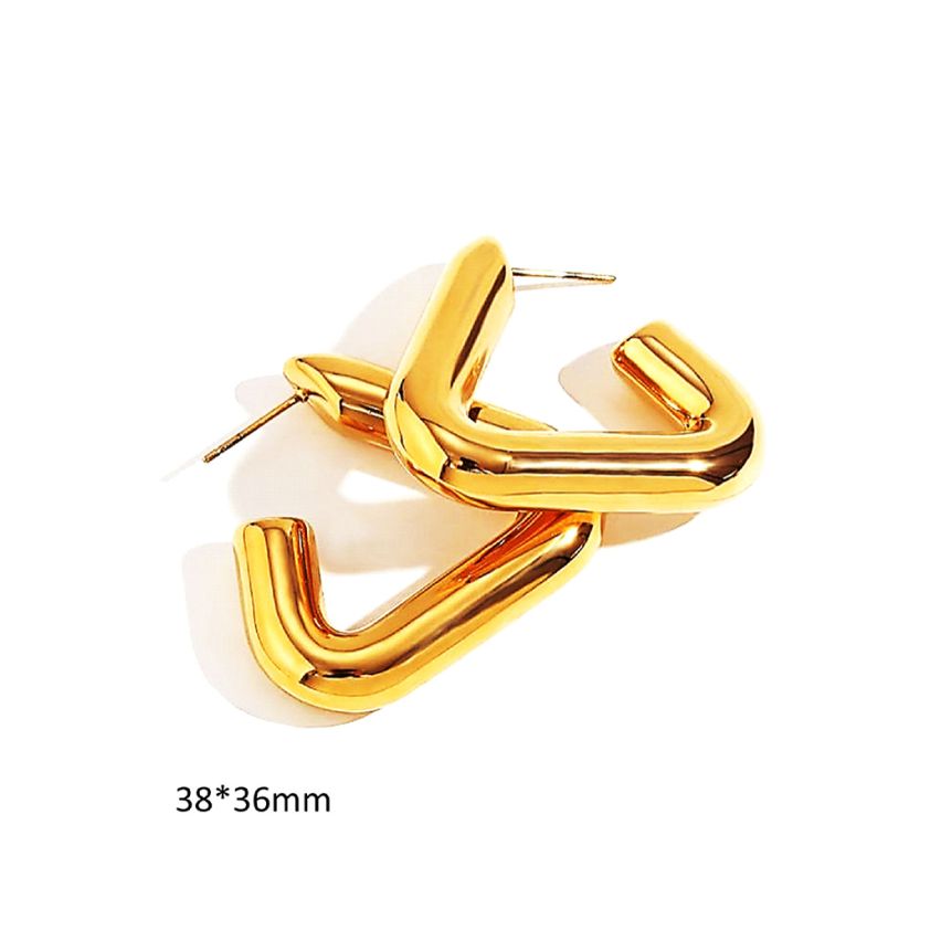 S.Steel Gold Plating Hoop Women-c 12g 36x38mm