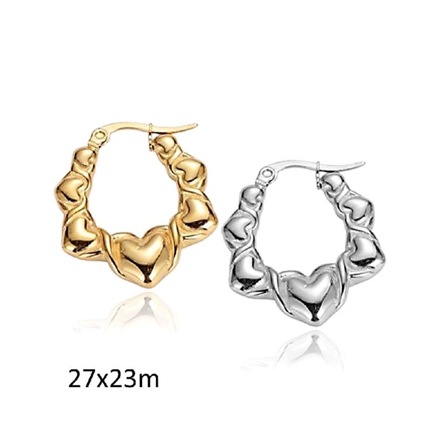 S.Steel Gold Plating Hoop Women-c