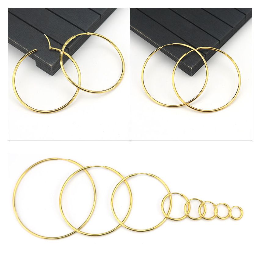 S.Steel Gold Plating Hoop (Standard) Women-c - 2mm