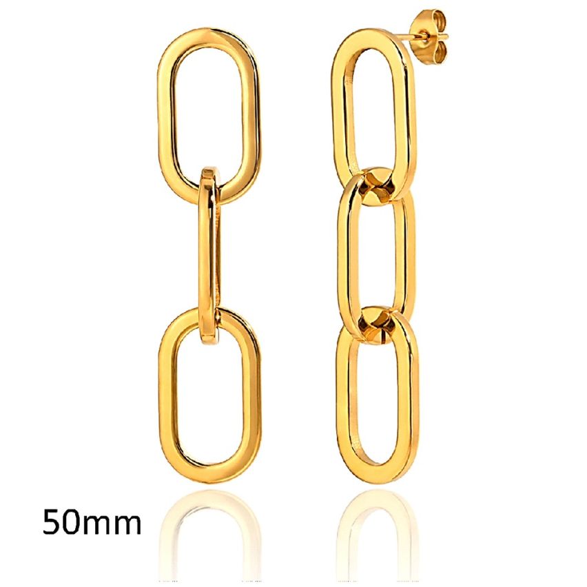 S.Steel Gold Plating Long Women-c 11g 50x12mm