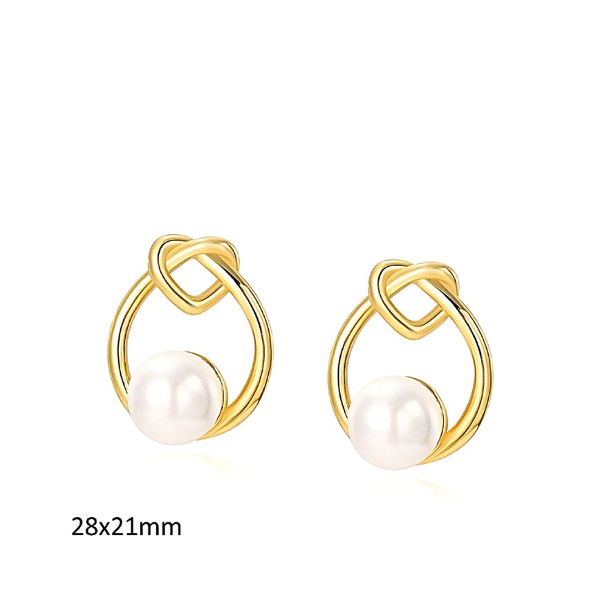 S.Steel Gold Plating Pearls Women-c 11.6g 28x21mm