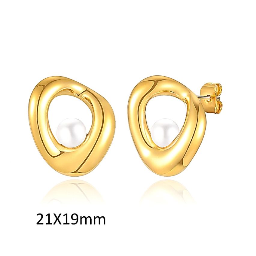 S.Steel Gold Plating Pearls Women-c