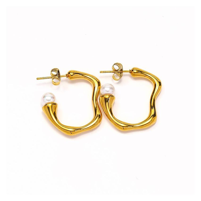 S.Steel Gold Plating Pearls Women-c 7.4g 27x24mm