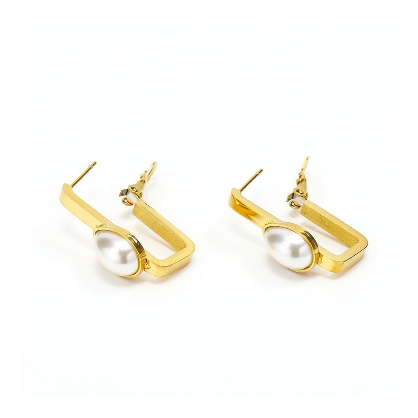 S.Steel Gold Plating Pearls Women-c 6g 26x17mm