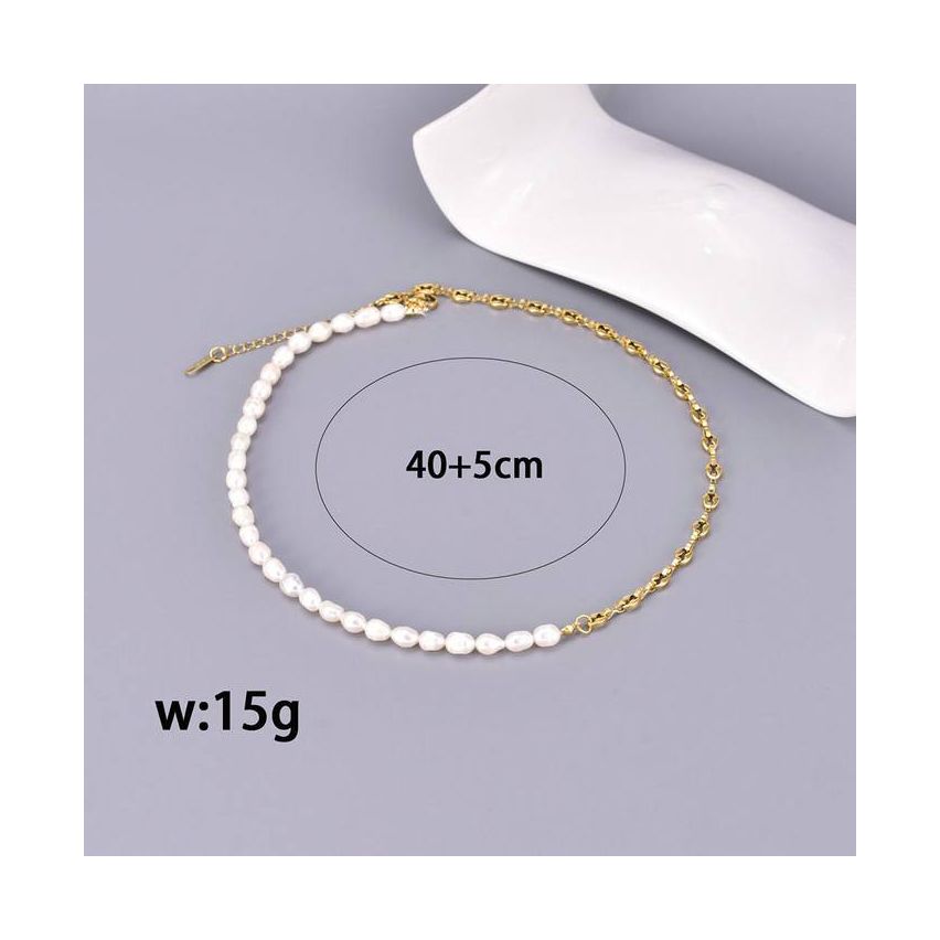 S.Steel Gold Plating Pearls Women-c 15g