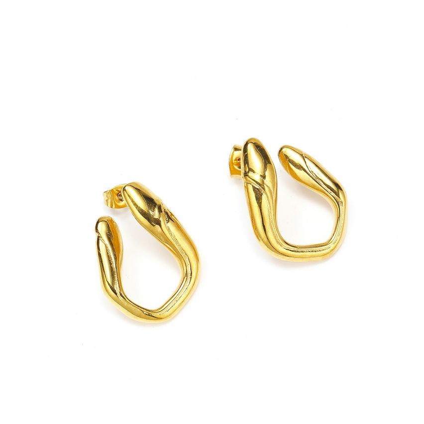 S.Steel Gold Plating Smooth Women-c 11g 28x22mm