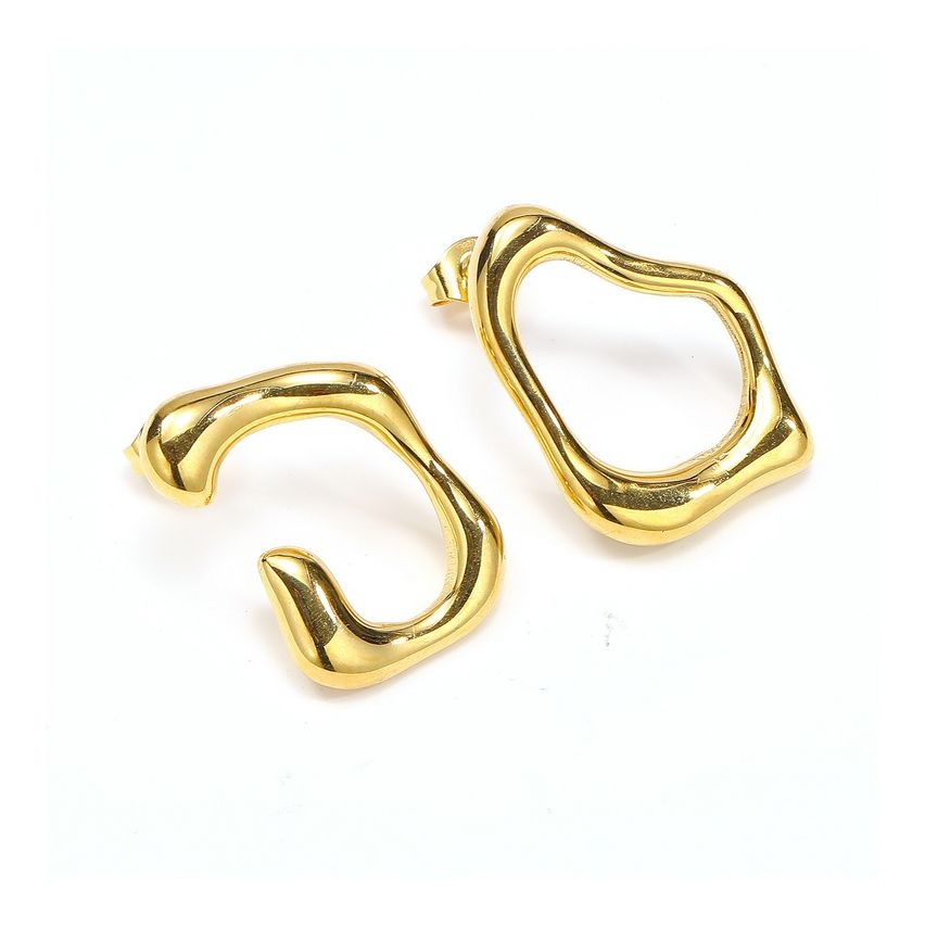 S.Steel Gold Plating Smooth Women-c 7.5g 28x21mm