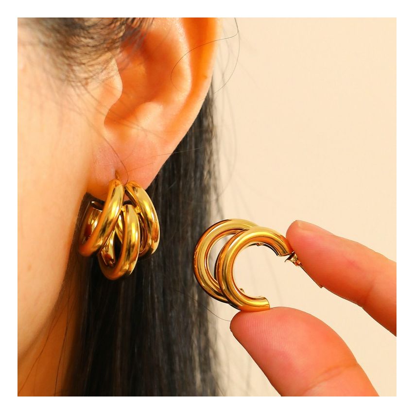 S.Steel Gold Plating Smooth Women-c 5g 19x23mm