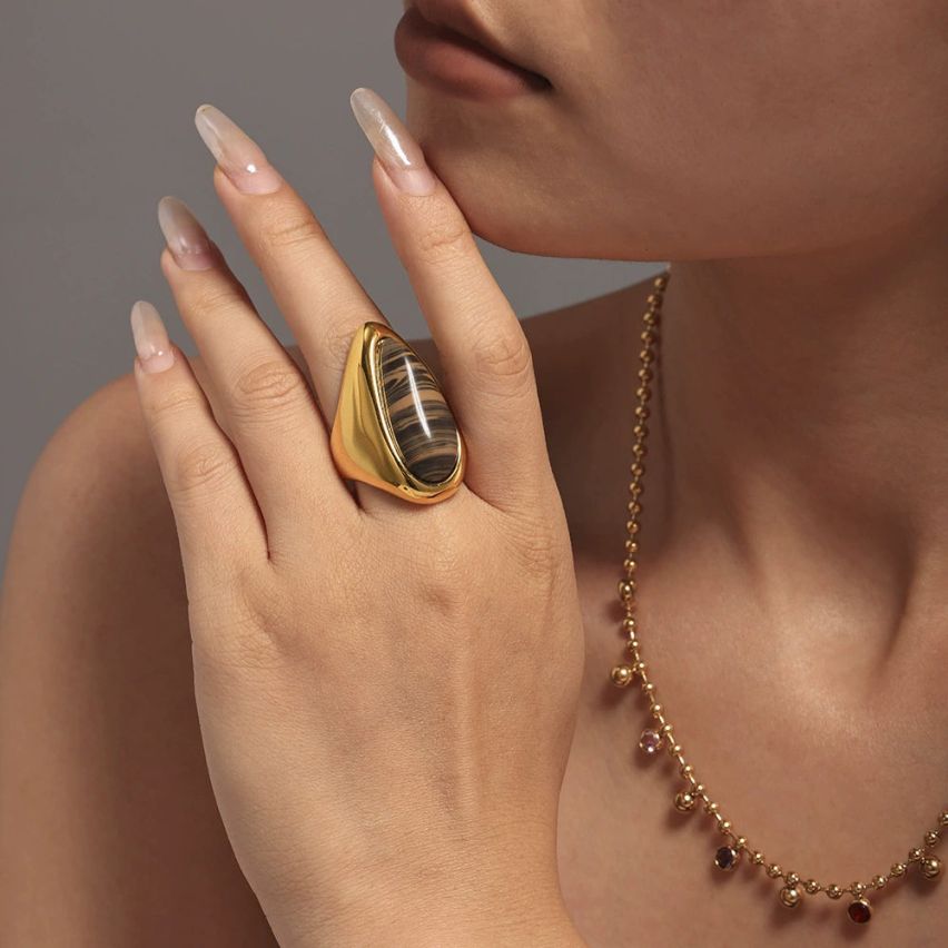 S.Steel Gold Plating Smooth Women-c