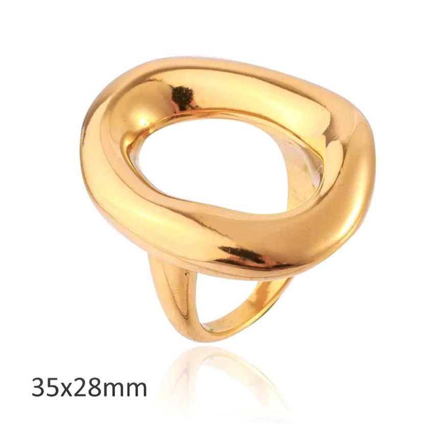S.Steel Gold Plating Smooth Women 18g 35x28mm