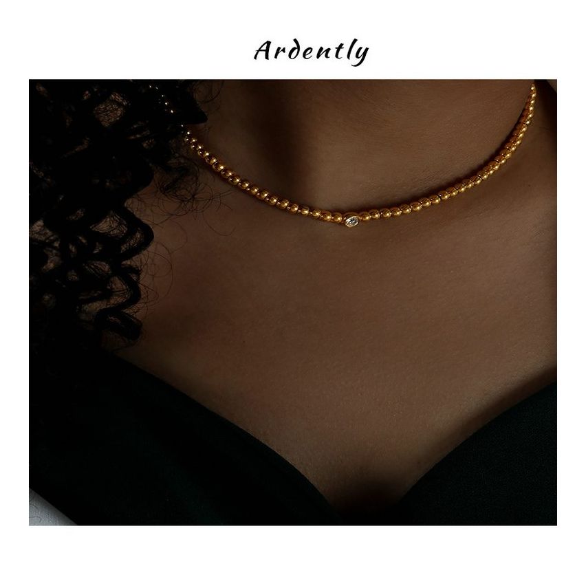 S.Steel Gold Plating Zircon Women-c