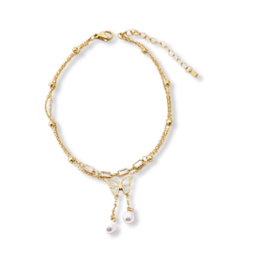 S.Steel Gold Plating Shijia pearl Anklets Women-c 4g