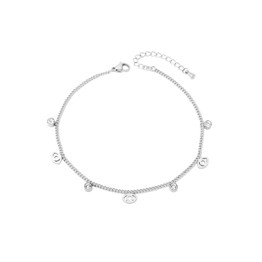 S.Steel Zircon Anklets Women-c 3.2g