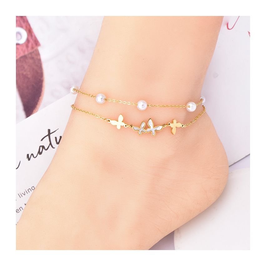 S.Steel Shijia pearl Anklets Women-c 4.2g