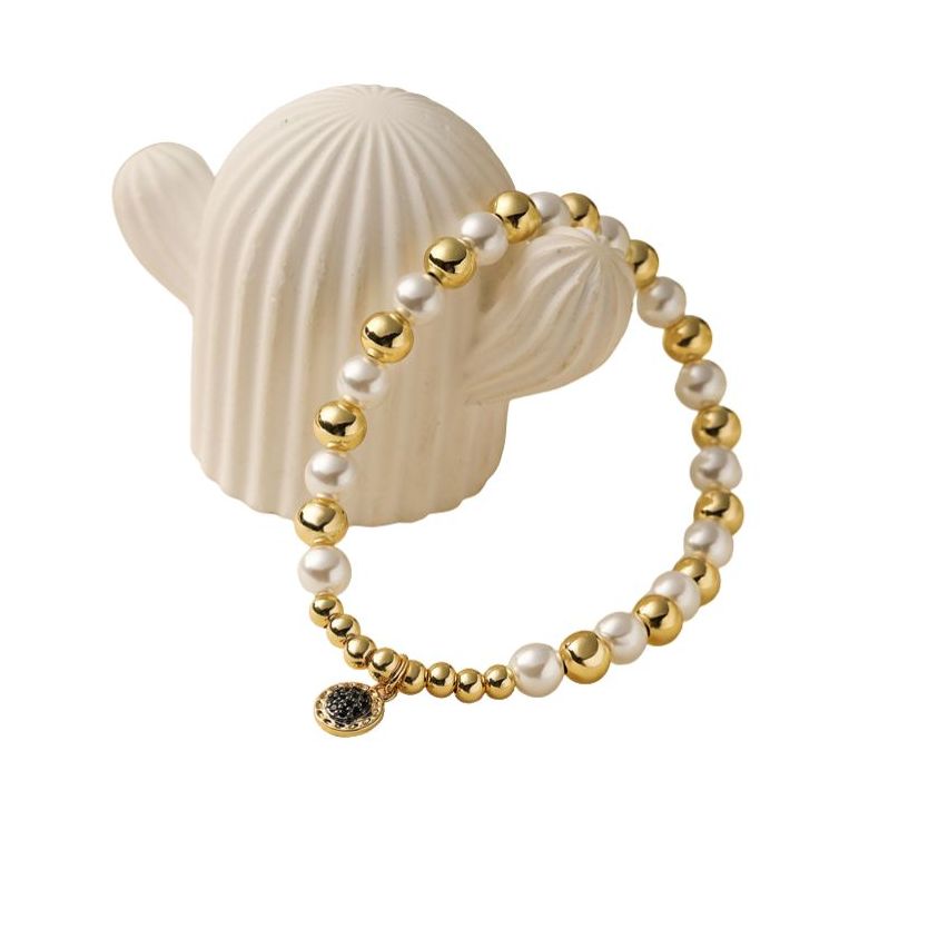 S.Steel Gold Plating Shijia pearl Beads Women-c 11g