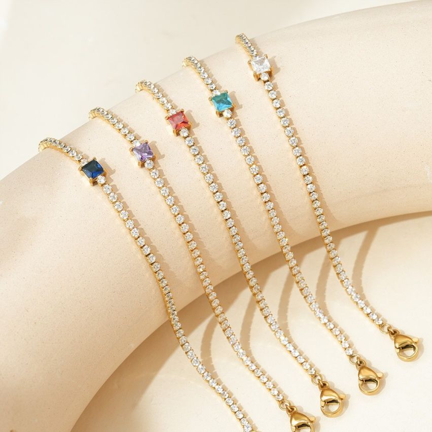 CLASSIC Gold Plating S.Steel Zircon Tennis Women-c 