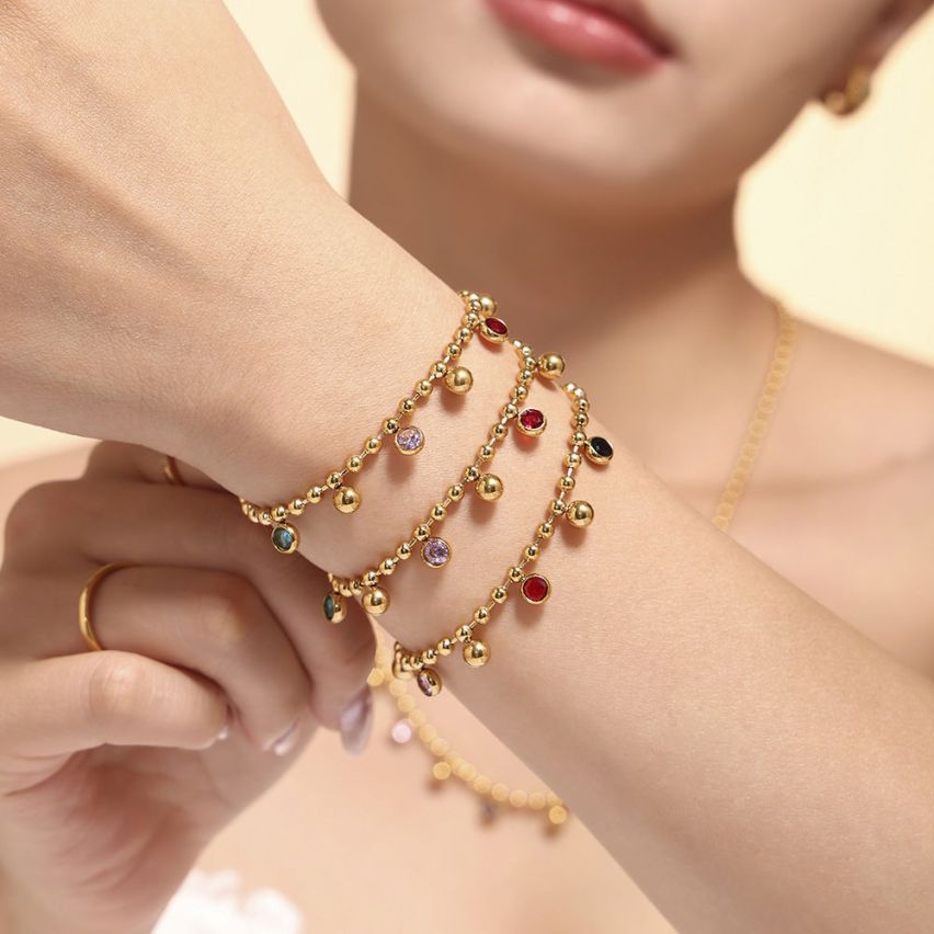 Gold Plating Glass stone Minimalist Women-c