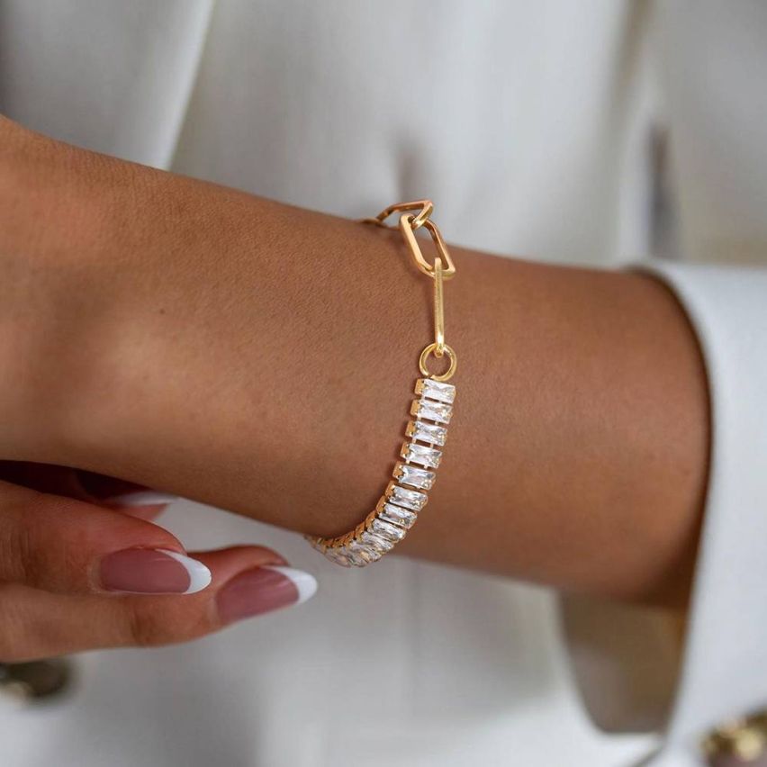 Gold Plating Zircon Tennis Women 6.7g 160+50x6mm