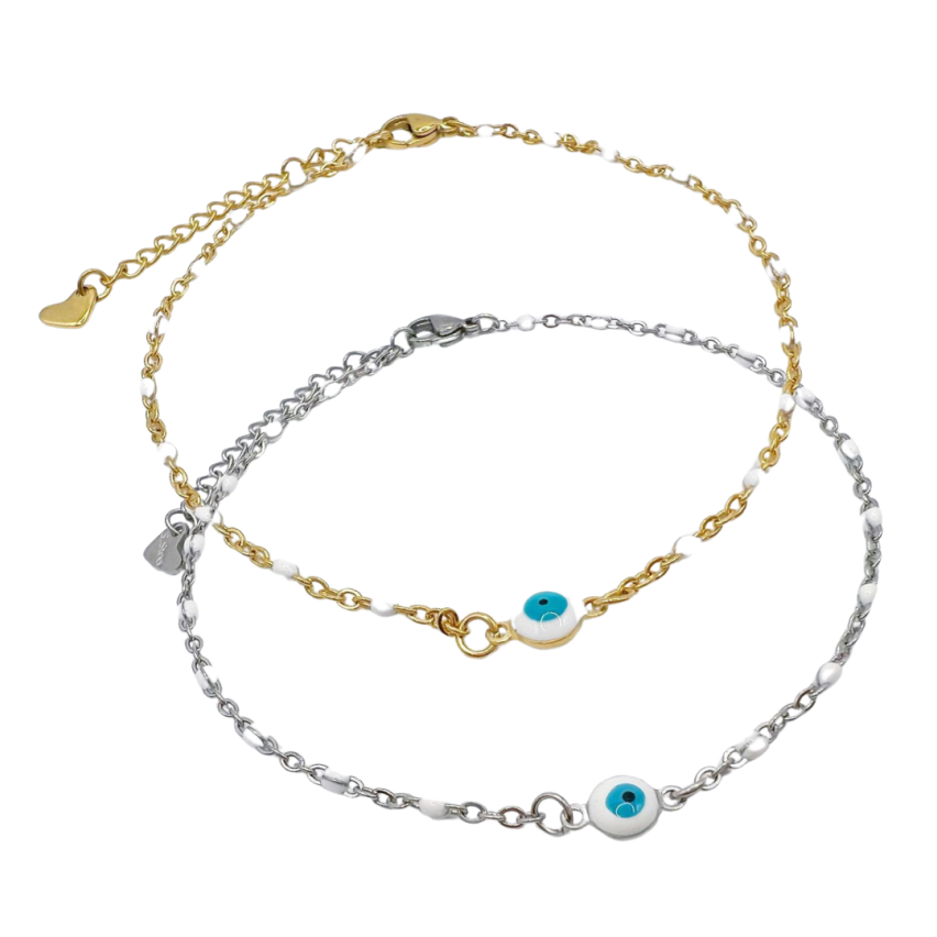 S.Steel Gold Plating White Anklets Women-c