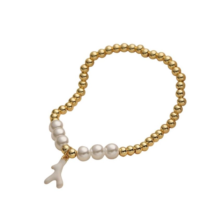 S.Steel Gold Plating White Shijia pearl Beads Women-c 10g