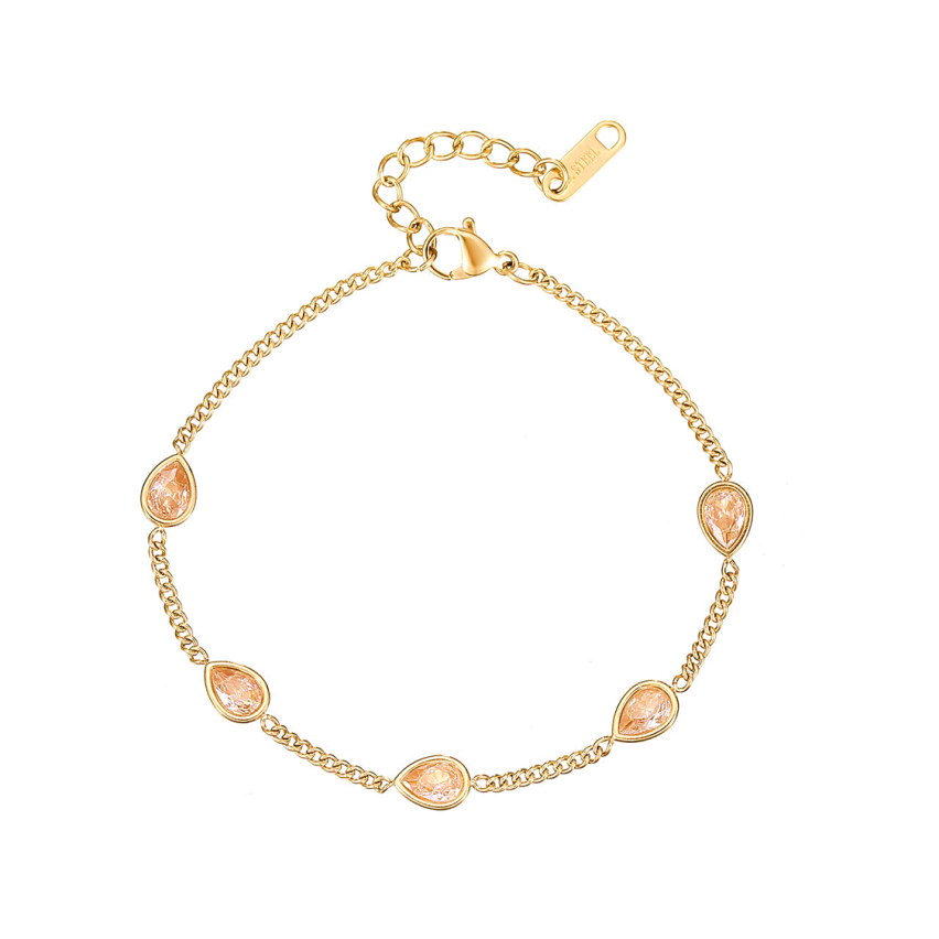 S.Steel Gold Plating White Zircon Minimalist Women-c