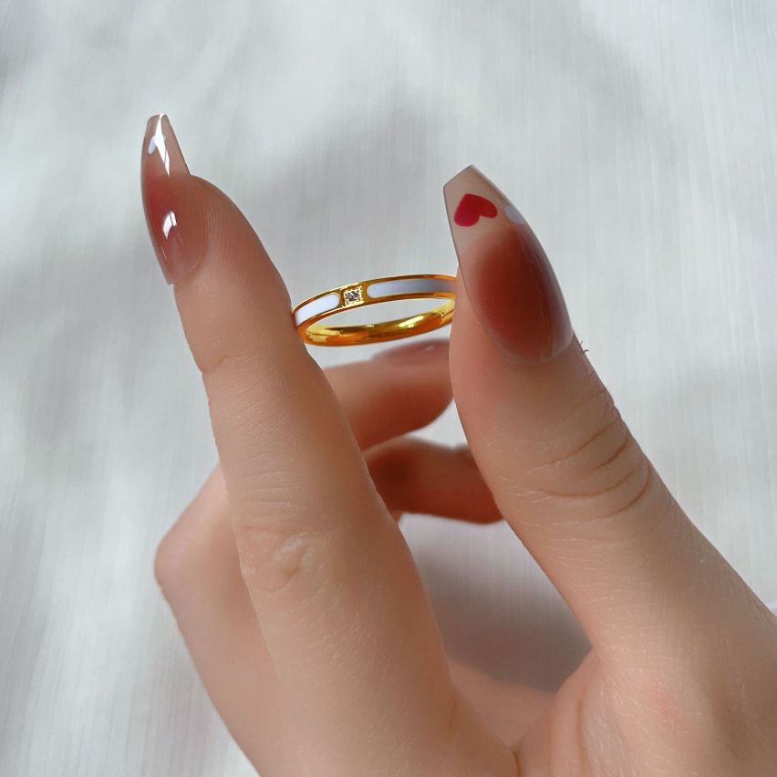 S.Steel Gold Plating White Zircon Minimalist Women-c