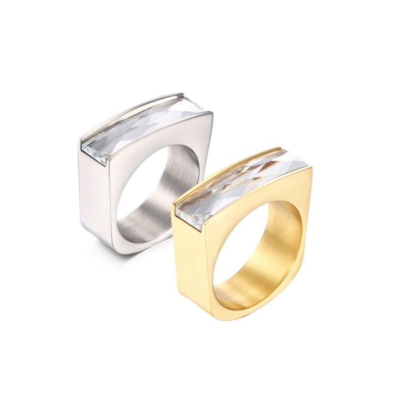 S.Steel New Gold Plating White Zircon Women-c 10g