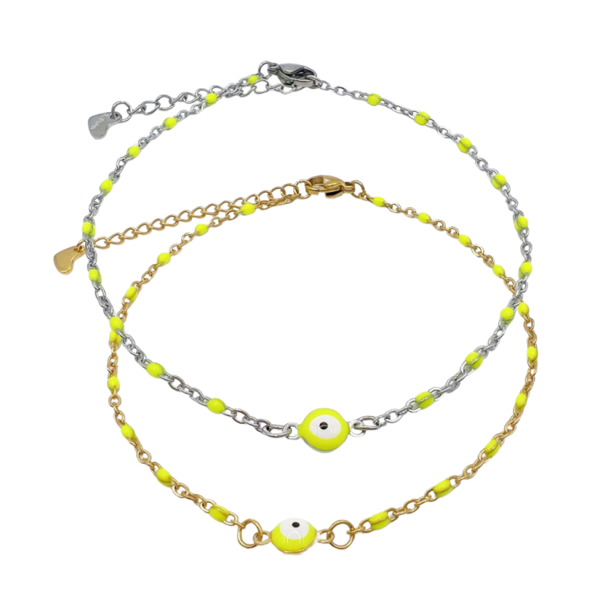 S.Steel Gold Plating Yellow Anklets Women-c