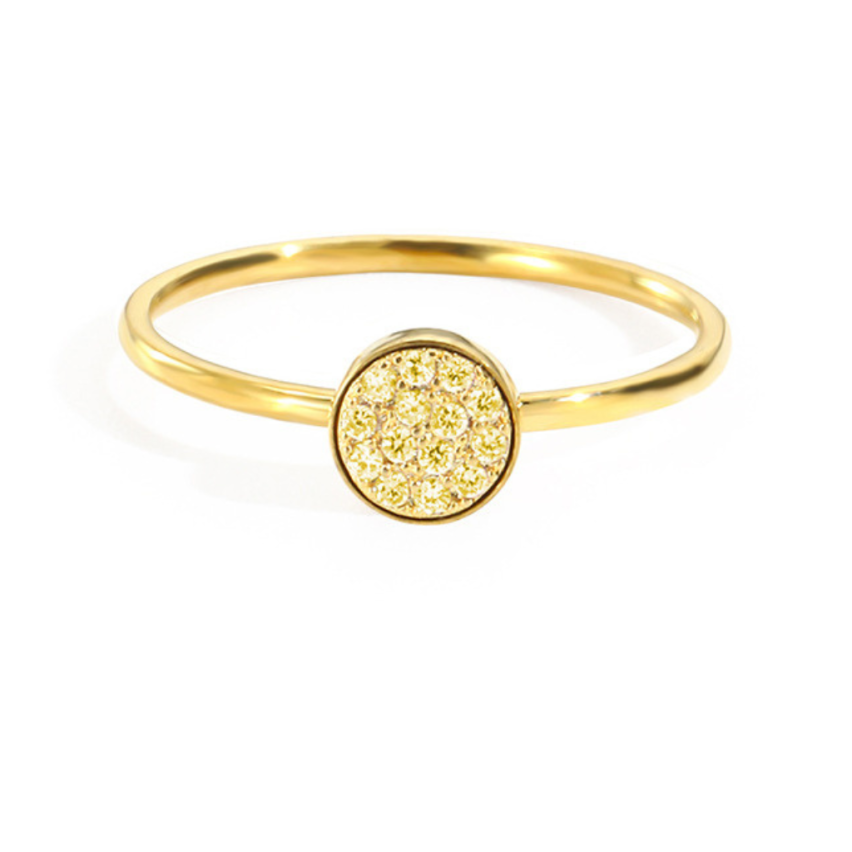 S.Steel Gold Plating Yellow Zircon Women-c 2g