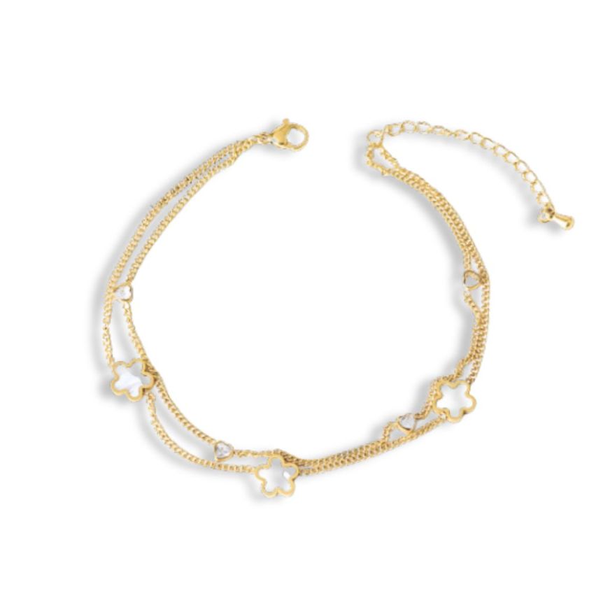 Gold Plating Zircon Anklets Women 3.7g 