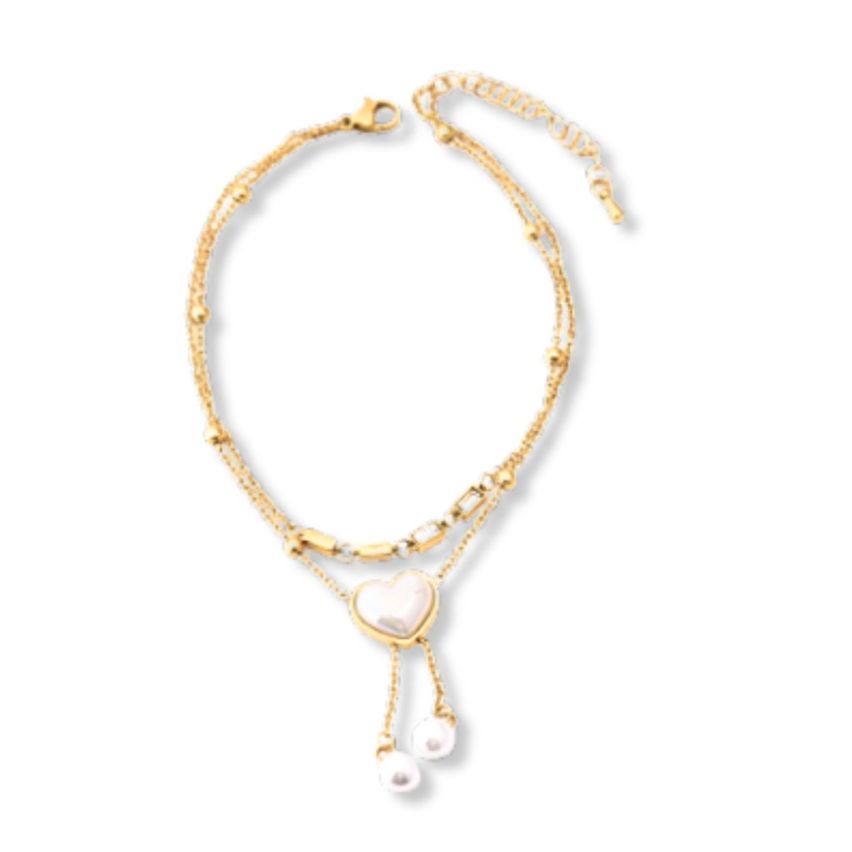S.Steel Gold Plating Shijia pearl Anklets Women-c 4.6g
