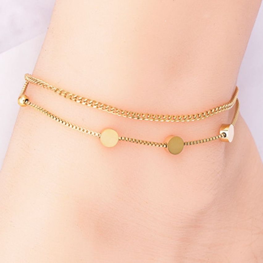 S.Steel Gold Plating Anklets Women-c