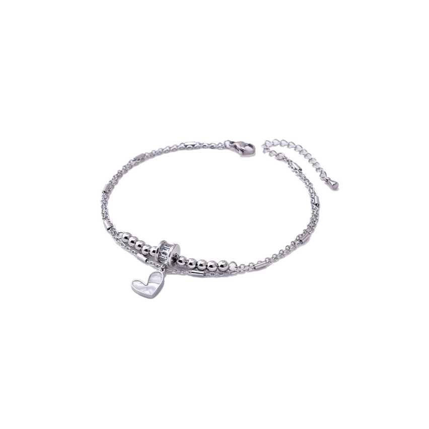 S.Steel Zircon Anklets Women-c 6.1g