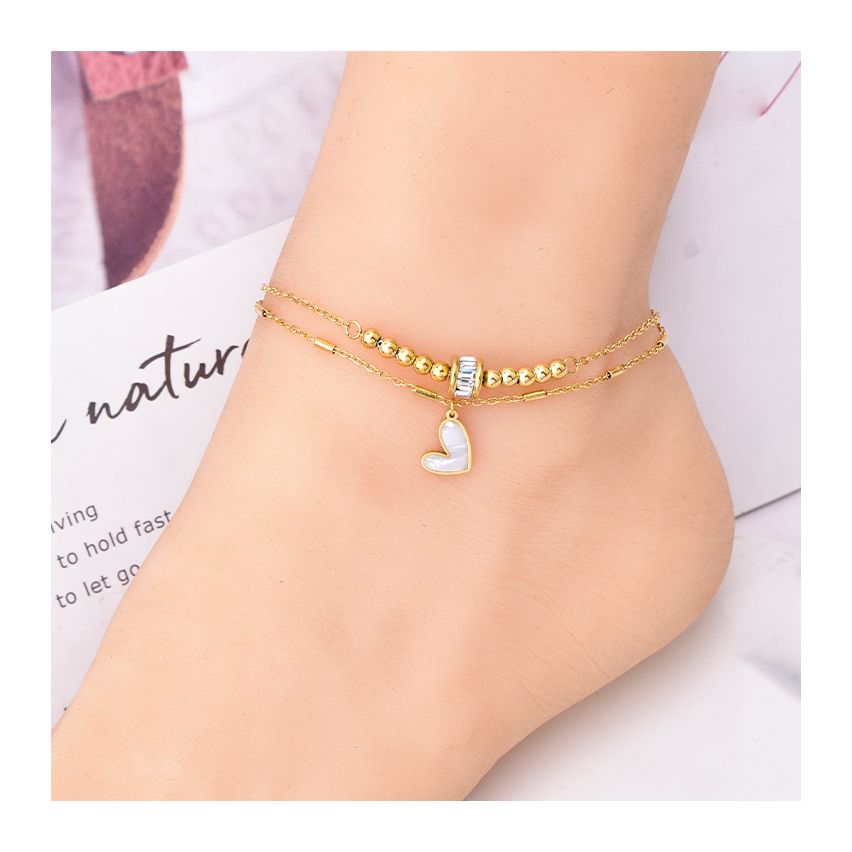 S.Steel Zircon Anklets Women-c 6.1g