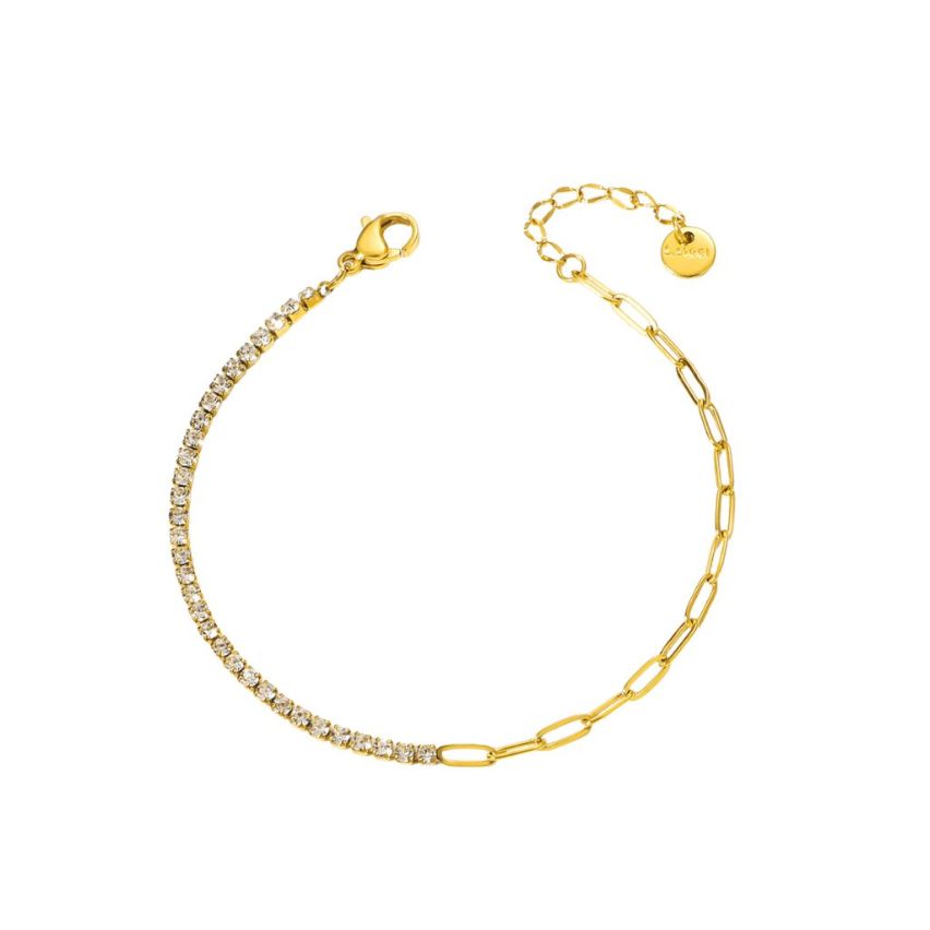 S.Steel Gold Plating White Zircon Tennis Women-c 2g 170+30x2.5mm - 2mm