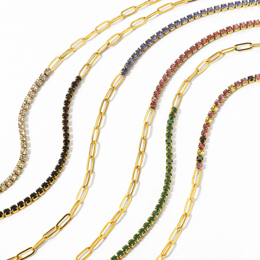 S.Steel Gold Plating Zircon Tennis Women-c 2g 170+30x2.5mm - 2mm