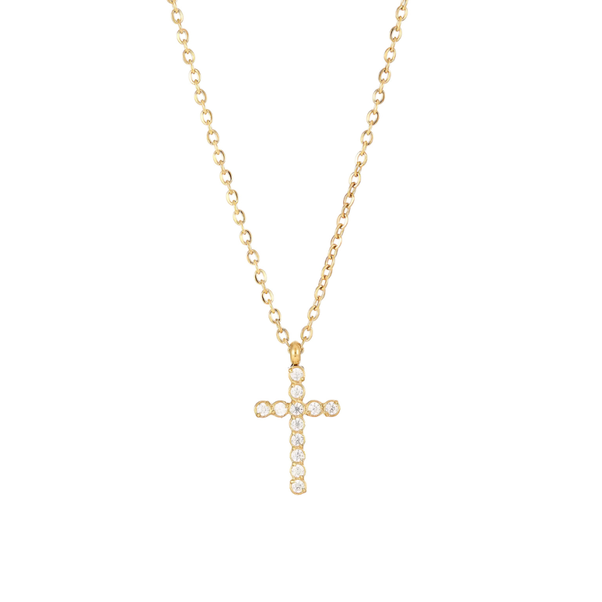 S.Steel Zircon Cross Women-c 2.4g