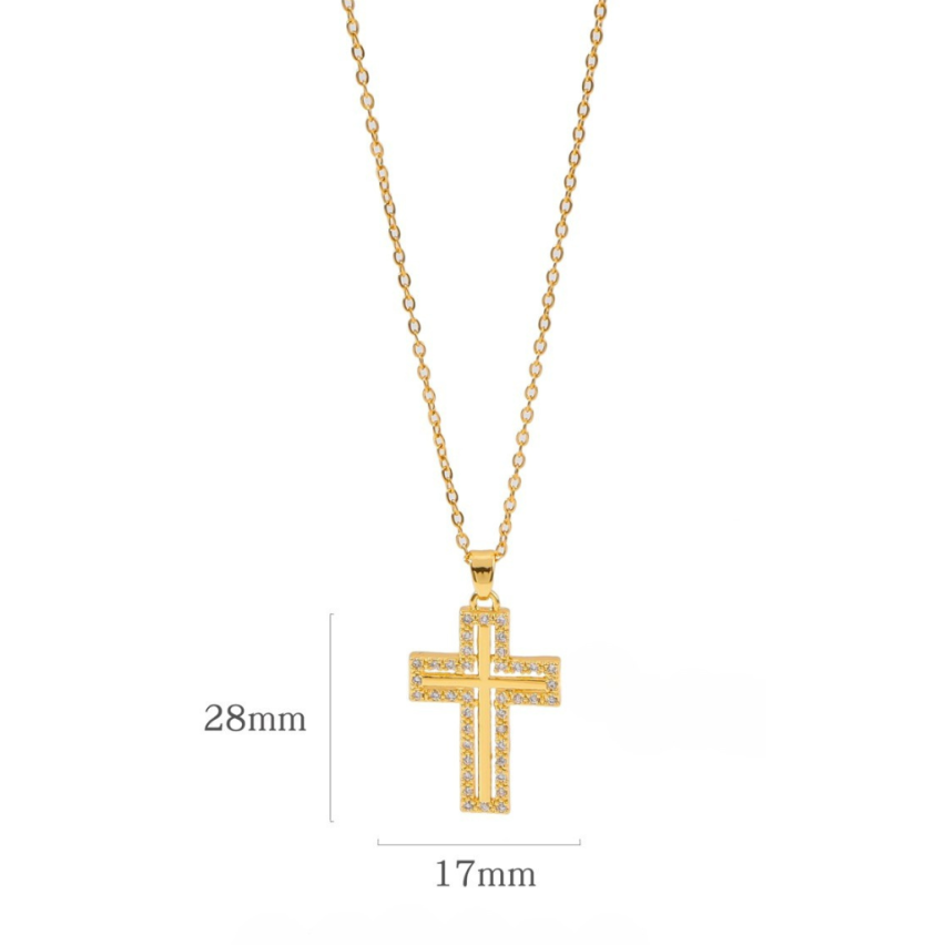 S.Steel Gold Plating Zircon Cross Women-c 5g