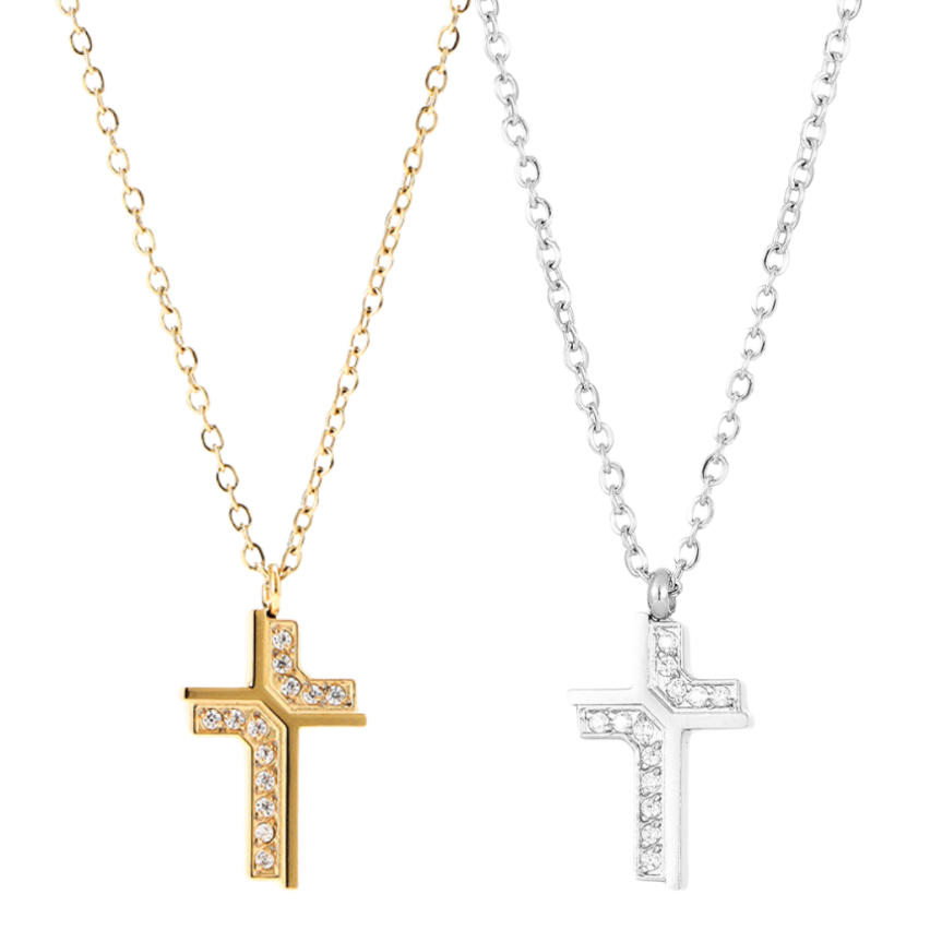 S.Steel Zircon Cross Women-c