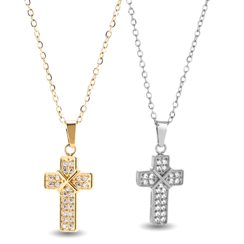 S.Steel Zircon Cross Women-c