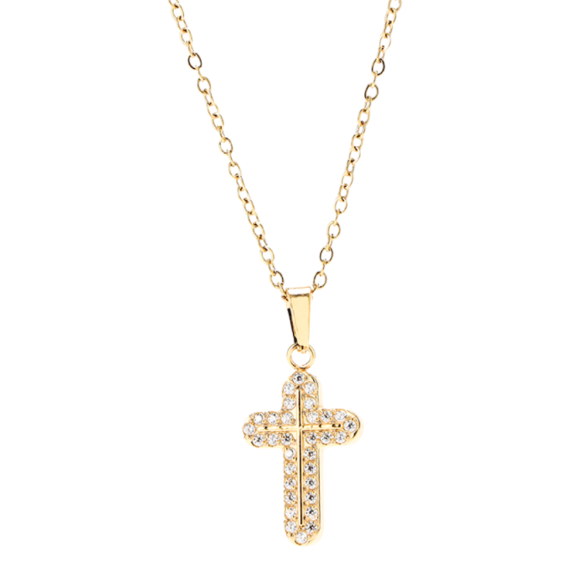 S.Steel Zircon Cross Women-c
