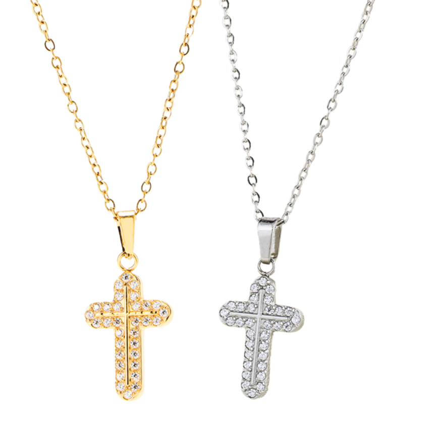 S.Steel Zircon Cross Women-c