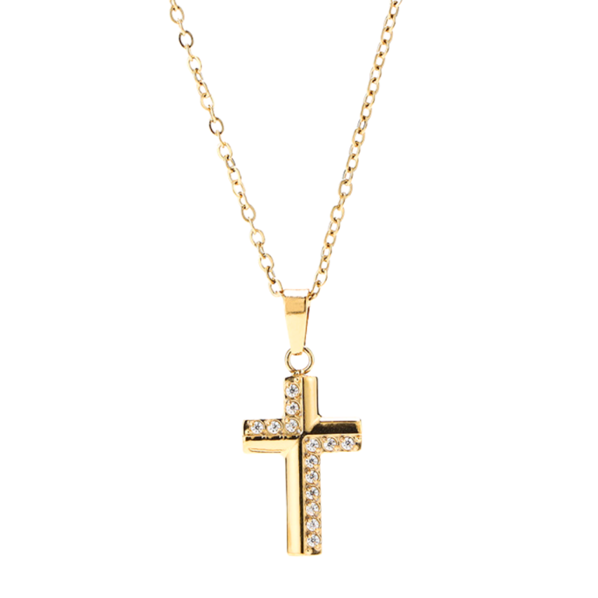 S.Steel Zircon Cross Women-c