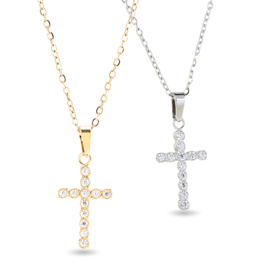 S.Steel Zircon Cross Women-c