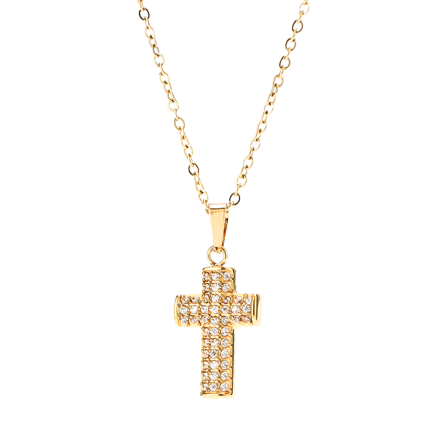S.Steel Zircon Cross Women-c